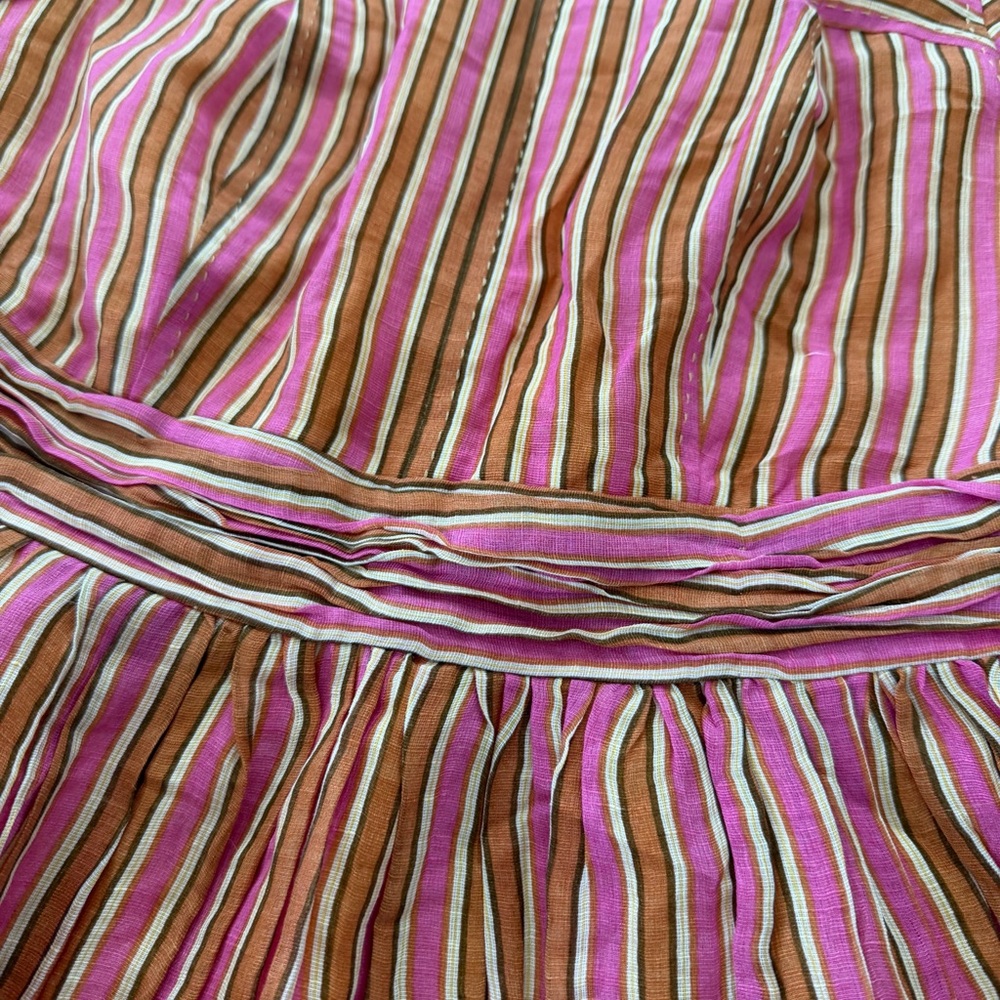 Tory Burch Striped linen silk blend sleeveless Dress, size 6 - Picture 3 of 10